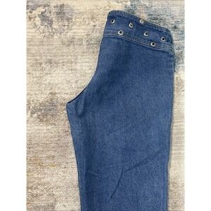 Y2K Low Rise Grommet Waist Flare Jeans Womens 11 Blue Denim 2000s Indie
